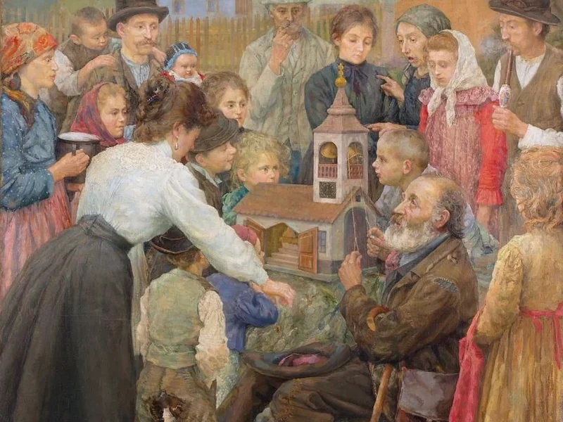 1874-Peter mitek - Un mendicante con una chiesa